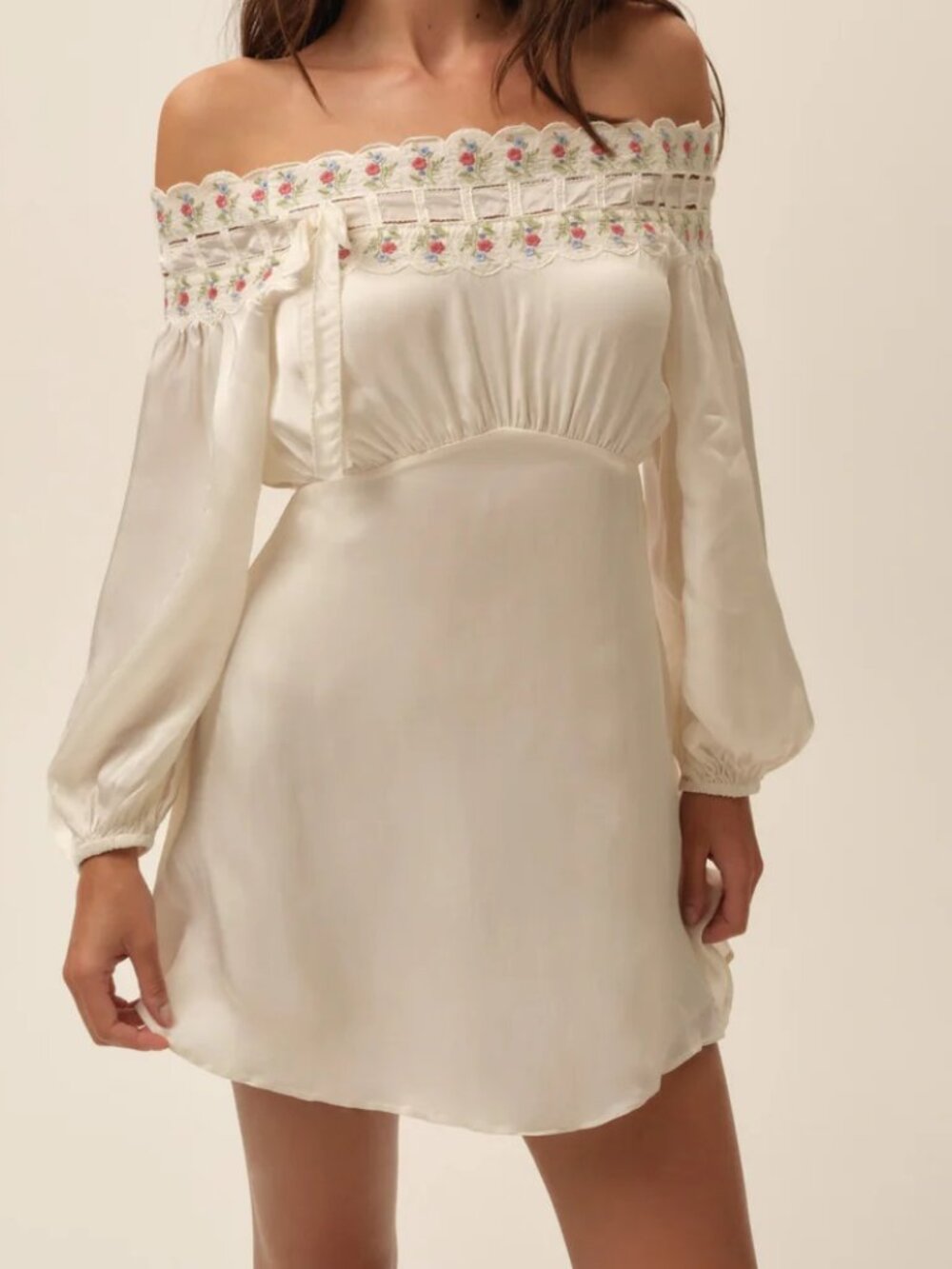 NEW RARE $349 FOR LOVE AND LEMONS CHARLOTTE MINI DRESS IN CREAM SIZE XL